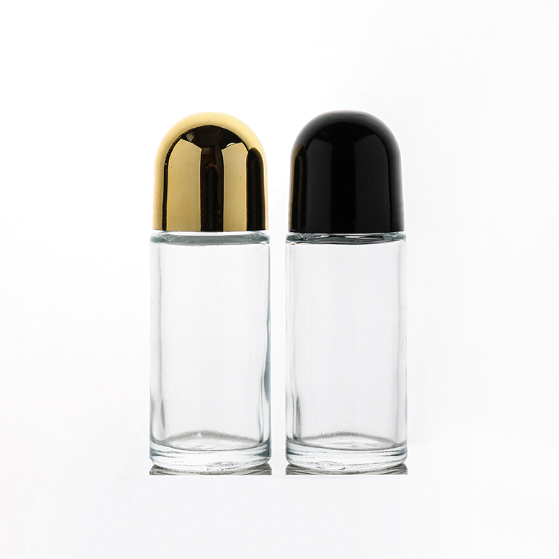 two clear glass bottle packaging with roll-on closure 05