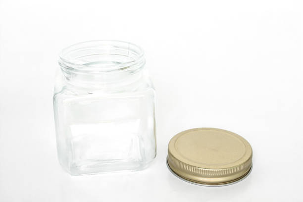 glass jar empty on white background